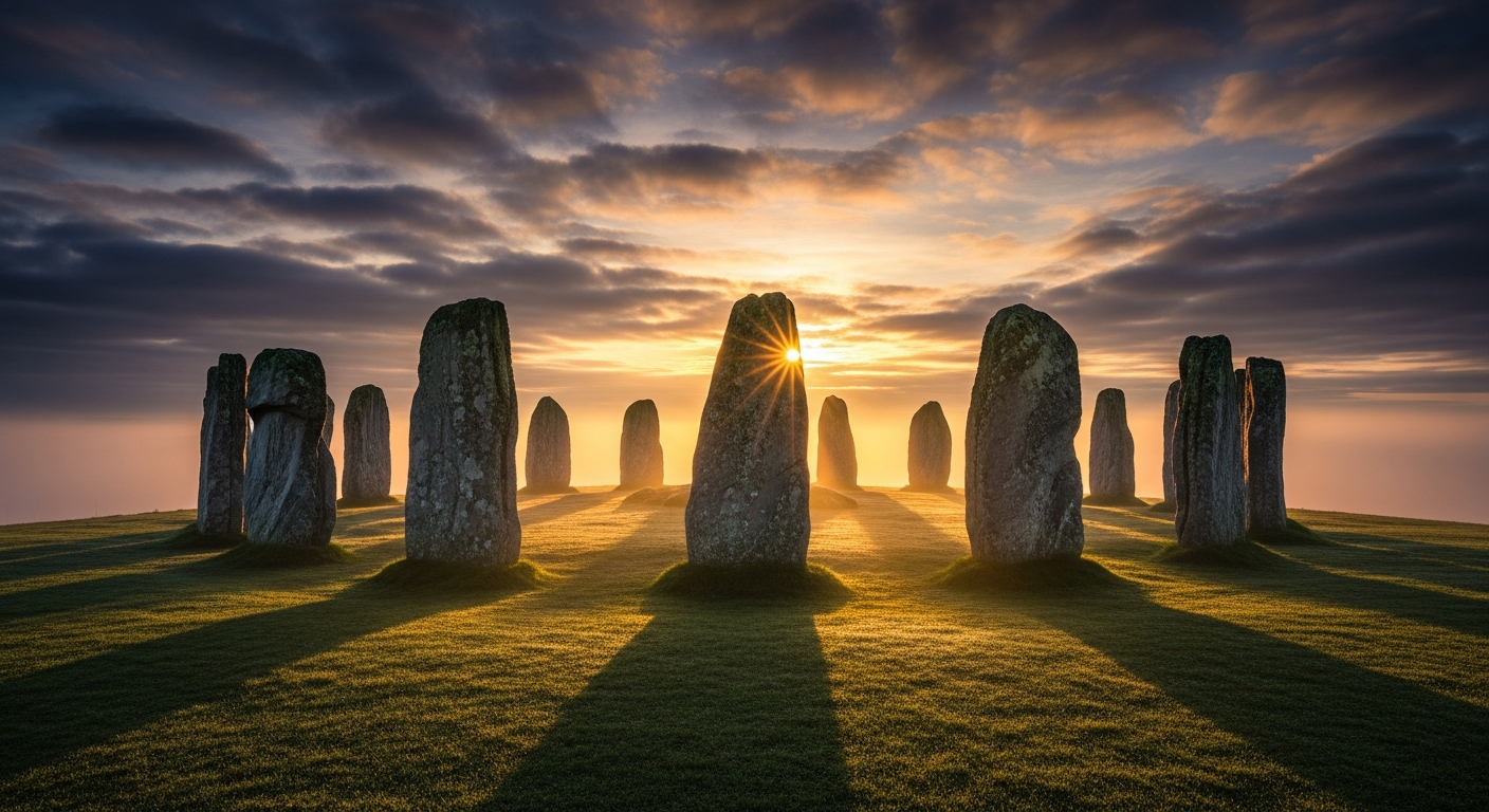 Twelve stones altar at sunrise
